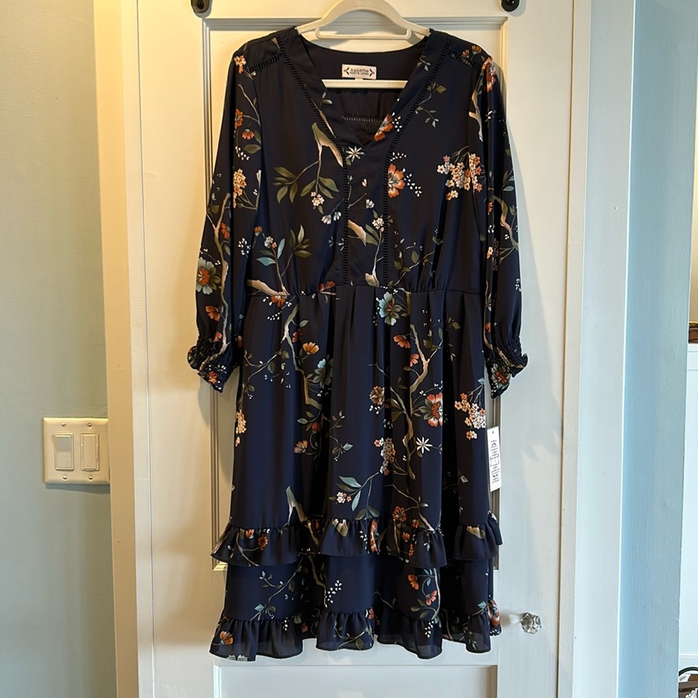 Nanette Lepore Navy Floral Dress Size 10 NWT